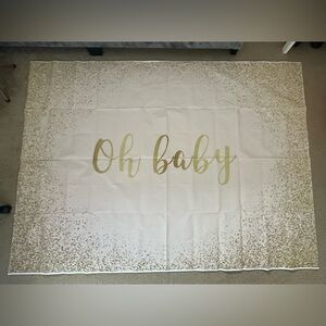 Gold and White 'Oh Baby' Backdrop